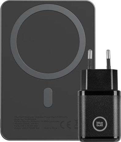 BlueBuilt Wireless Powerbank mit MagSafe-Magnet 5.000 mAh + Ladegerät 30 W Schwarz ist nicht mehr verfügbar