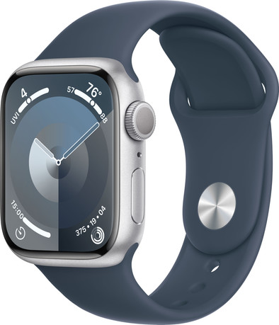 Apple Watch Series 9 41 mm Silber Aluminium Sportarmband Blau S/M ist nicht mehr verfügbar