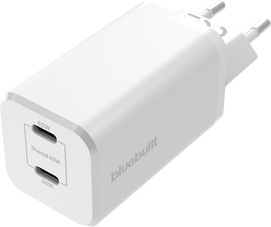 BlueBuilt Power-Delivery-Ladegerät mit 2 USB-C-Anschlüssen 65 W Weiß ist nicht mehr verfügbar