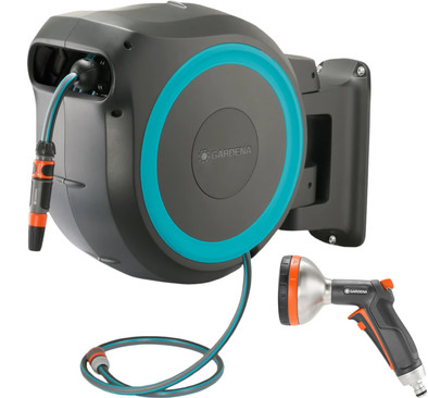 GARDENA Wall Hose Box 25 RollUp M&#x2F;L Blue and Premium Spray Nozzle is no longer available