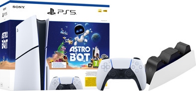 PlayStation 5 Slim mit Laufwerk + Astro Bot + Zusätzlicher Controller Weiß + Ladestation ist nicht mehr verfügbar