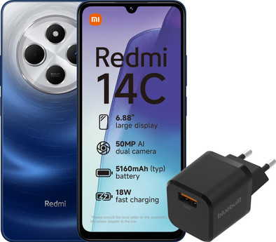 Redmi 14C 128GB Blue 4G + BlueBuilt Charger with USB-A Port 18W Black is no longer available