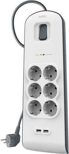 Belkin Surge Protector 6 outlet 2 meters 2x USB Main Image