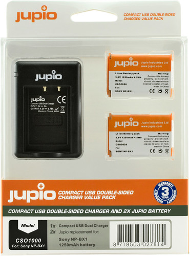 Jupio Kit: Battery NP-BX1 (2x) + USB Double-Sided Charger Main Image