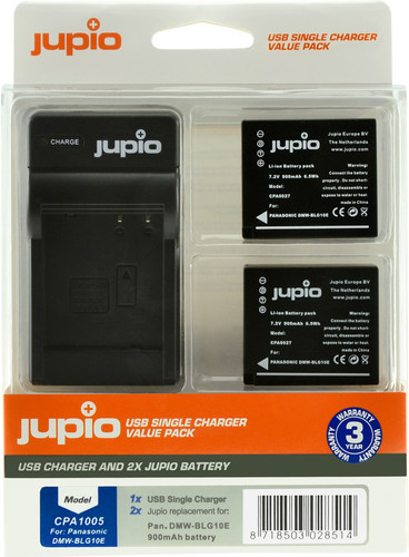 Jupio Kit: 2x Battery DMW-BLG10E + USB Single Charger Main Image