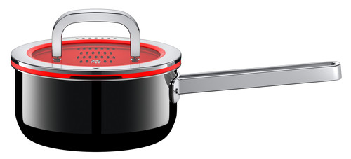 WMF Fusiontec Essential - Pentola piccola da 16 cm, con coperchio in vetro, per induzione, 2,0 l, in ceramica high-tech, antigraffio, non rivestita, nera, prodotta in Germania