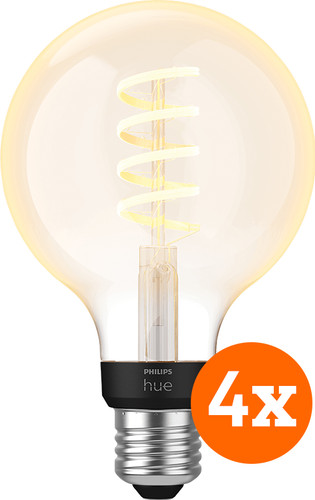 Philips Hue Filament Light White Ambiance Globe E27 4-pack Main Image