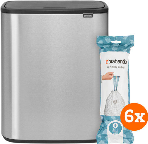 Brabantia Bo Touch Bin 2 x 30 Liter Edelstahl Fingerprint Proof + Müllbeutel (120 Stück) Main Image