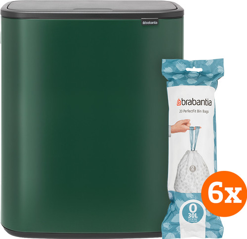 Brabantia Bo Touch Bin 2 x 30 Liter Pine Green + Müllbeutel (120 Stück) Main Image