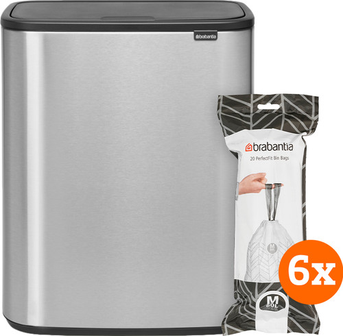 Brabantia Bo Touch Bin 60 Liter Edelstahl fingerabdruckbeständig + Müllbeutel (120 Stück) Main Image