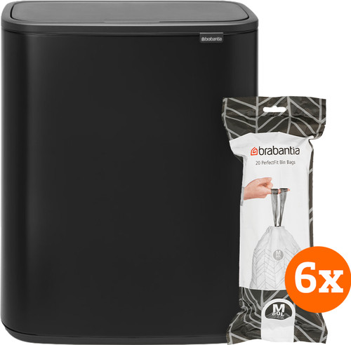 Brabantia Bo Touch Bin 60 Liter Mattschwarz + Müllsäcke (120 Stück) Main Image