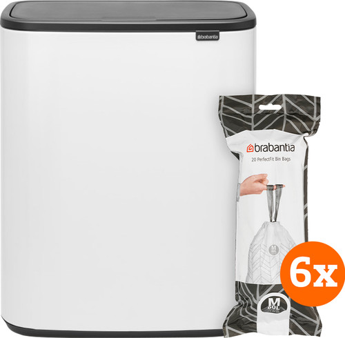 Brabantia Bo Touch Bin 60 Liter Weiß + Müllbeutel (120 Stück) Main Image