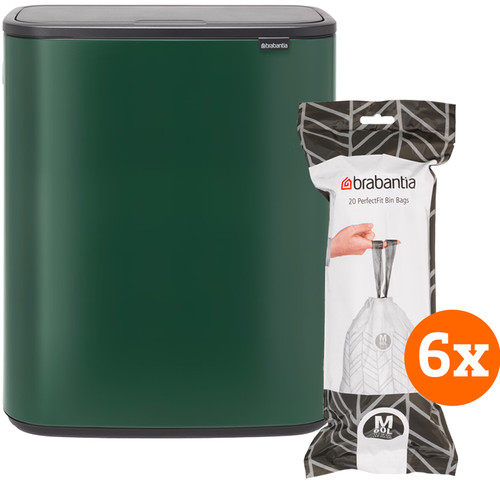 Brabantia Bo Touch Bin 60 Liter Pine Green + Müllbeutel (120 Stück) Main Image