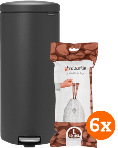 Brabantia NewIcon Treteimer 30 Liter Infinite Grey + Müllbeutel (120 Stück) Main Image