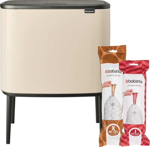 Brabantia Bo Touch Bin Mülleimer 11 + 23 Soft Beige + Müllsäcke (320 Stück) Main Image