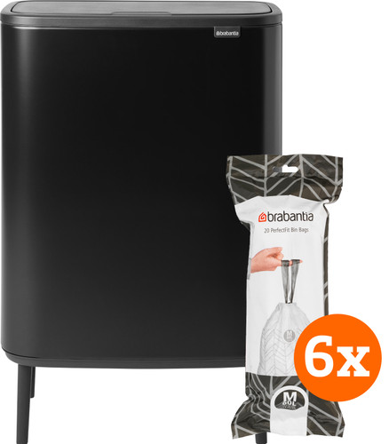 Brabantia Bo Touch Bin Hi 60 Liter Matt Black + Müllbeutel (120 Stück) Main Image