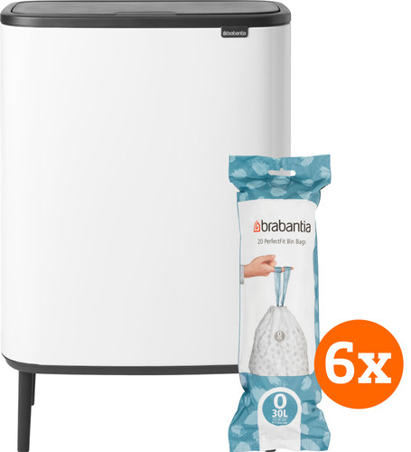 Brabantia Bo Touch Bin Hi 2 x 30 Liter White + Müllbeutel (120 Stück) Main Image