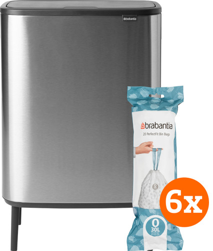 Brabantia Bo Touch Bin Hi 2 x 30 Liter Matt Steel Fingerprint Proof + Müllbeutel (120 Stück) Main Image