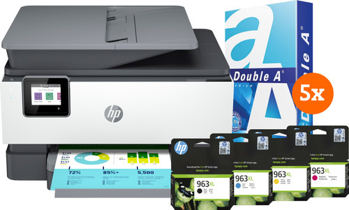 HP OfficeJet Pro 9012e + 1 Set Extra Ink + 2500 Sheets A4 Paper ...