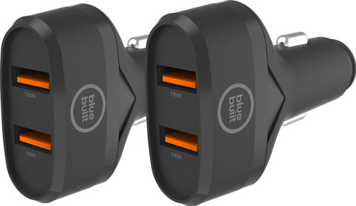 BlueBuilt Quick Charge Car Charger with 2 USB-A Ports 18W Black Duo Pack Main Image