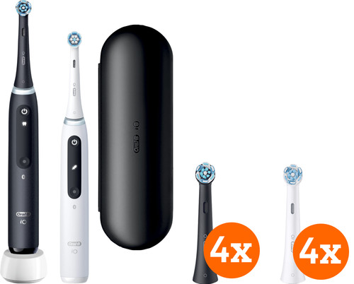 Oral-B iO 5N Black and White Duo Pack + iO Ultimate Clean Brush Attachments (8 units) Main Image