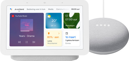 Google Nest Mini White + Google Nest Hub Chalk Main Image