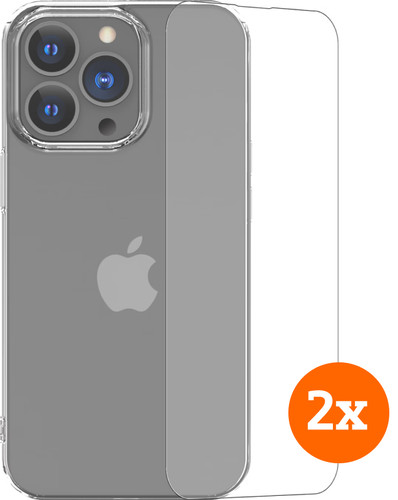 BlueBuilt Apple iPhone 14 Pro Max Displayschutz Doppelpack + Soft Backcover Transparent Main Image