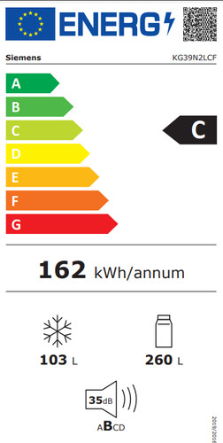 Siemens KG39N2LCF energielabel