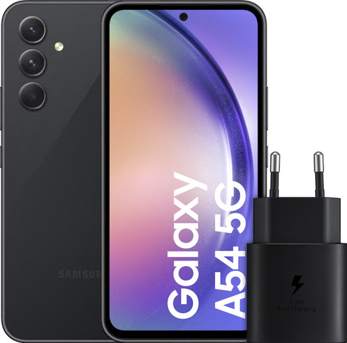 Samsung Galaxy A54 128GB Black 5G + Samsung Fast Charger Black Main Image