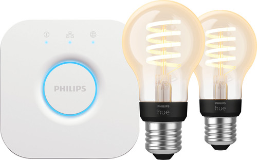 Philips Hue Filament White Ambiance Standard Doppelpack + Bridge Main Image