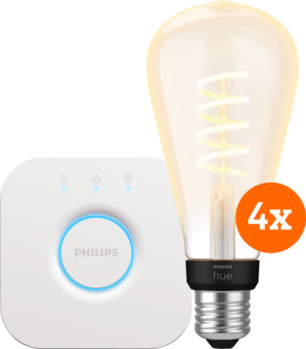 Philips Hue Filament White Ambiance Edison XL Viererpack + Bridge Main Image