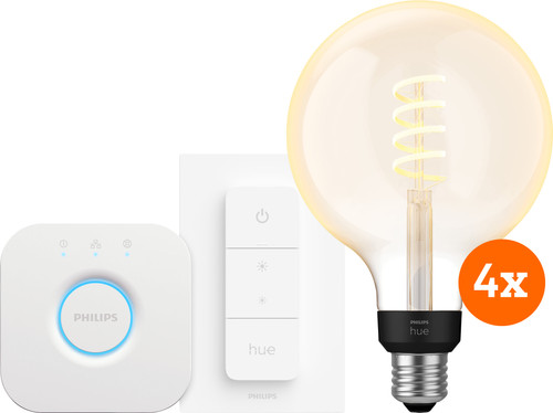 Philips Hue Filament White Ambiance Globe XL Viererpack Starterpaket Main Image