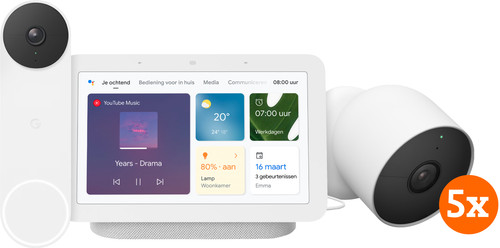 Google Nest Cam Fünferpack + Nest Türklingel + Nest Hub 2 Main Image