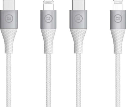 BlueBuilt USB-C-auf-Lightning-Kabel 1,5 m Nylon Weiß Doppelpack Main Image