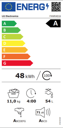 LG F4WR4016 energy label