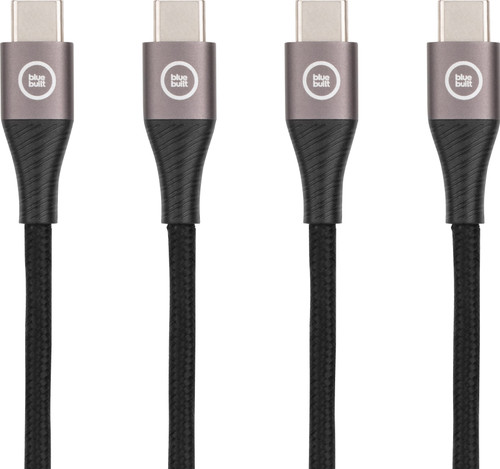 BlueBuilt USB-C-auf-USB-C-Kabel 1,5m Nylon Schwarz Doppelpack Main Image