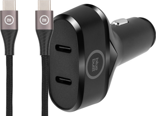 BlueBuilt Power Delivery Car Charger 20W Black + USB-C Cable 1.5m Nylon ...