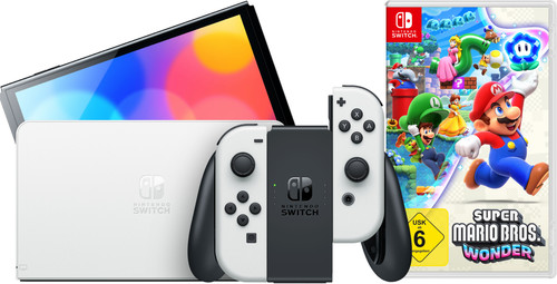 Nintendo Switch OLED White + Super Mario Bros. Wonder Main Image