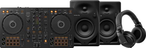 Pioneer DJ DDJ-FLX4 + Pioneer DJ HDJ-X5 Schwarz + Pioneer DJ DM-40D Schwarz Main Image