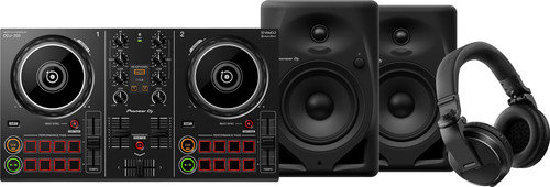 Pioneer DJ DDJ-200 + Pioneer DJ HDJ-X5 Schwarz + Pioneer DJ DM-50D Schwarz Main Image