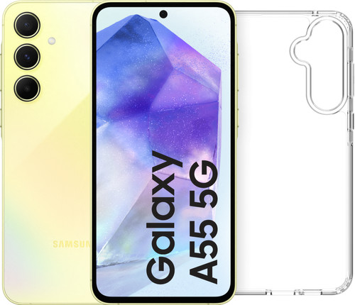 Samsung Galaxy A55 256GB Gelb 5G + BlueBuilt Backcover Transparent Main Image