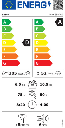 Bosch WNC254A40 - 10.5/6kg energy label