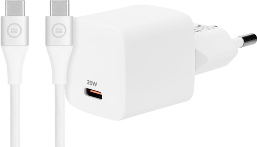 BlueBuilt Power-Delivery-Ladegerät 20 W + USB-C-Kabel 3 m Nylon Weiß Main Image