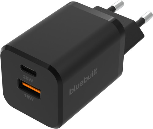 BlueBuilt Power Delivery and Quick Charge Charger with 2 USB Ports 38W Black Main Image