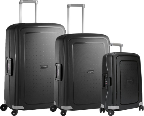 Samsonite S'cure Spinner 55cm + 75cm + 69cm Black Suitcase Set Main Image