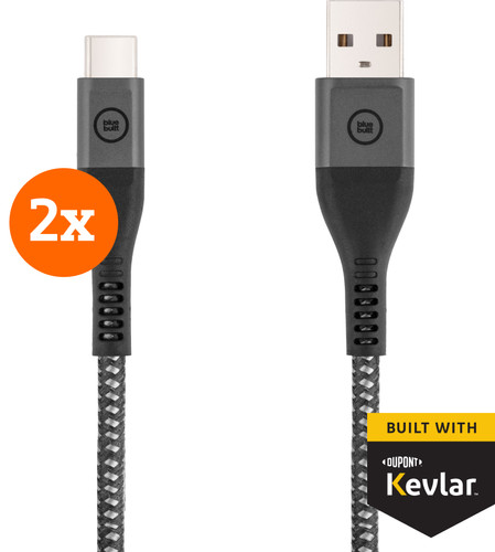 BlueBuilt USB-A-auf-USB-C-Kabel 1,5m Kevlar Schwarz Doppelpack Main Image