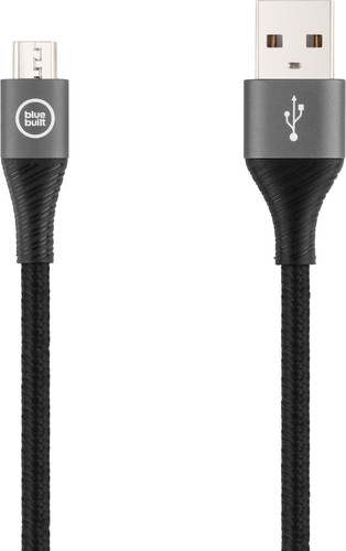 BlueBuilt USB-A to Micro USB Cable 1.5m Nylon Black Main Image