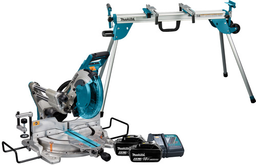 Makita DLS111ZU + 6,0-Ah-Akku (2 x) und Ladegerät + Untergestell Main Image