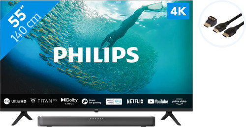 Philips 55PUS7009 + Soundbar + HDMI-Kabel Main Image