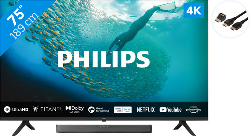 Philips 75PUS7009 + Soundbar + HDMI-Kabel Main Image